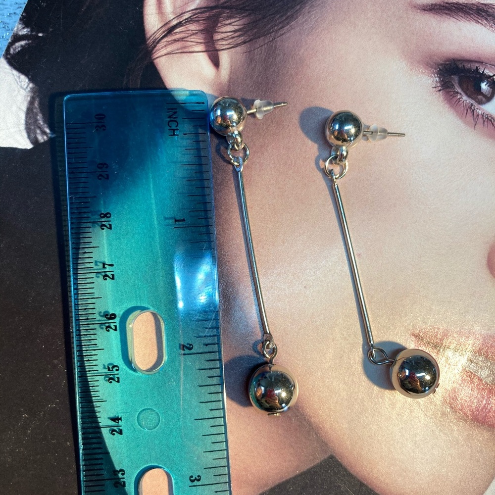 Silver Tone Drop Earrings - Picture 4 of 4
